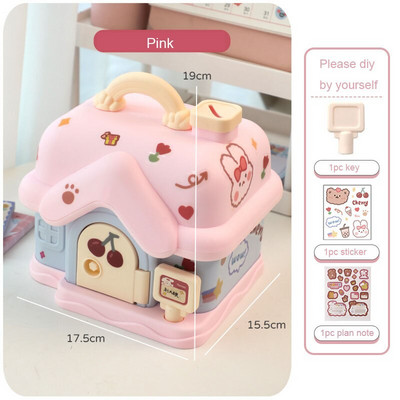 Aranyos házi malacpersely 3D-s matricával, Kawaii nagy méretű pénzesdoboz-szervező kulccsal születésnapi ajándékkal lányoknak, fiúknak, felnőtteknek