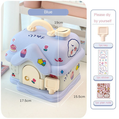 Aranyos házi malacpersely 3D-s matricával, Kawaii nagy méretű pénzesdoboz-szervező kulccsal születésnapi ajándékkal lányoknak, fiúknak, felnőtteknek
