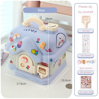 Aranyos házi malacpersely 3D-s matricával, Kawaii nagy méretű pénzesdoboz-szervező kulccsal születésnapi ajándékkal lányoknak, fiúknak, felnőtteknek