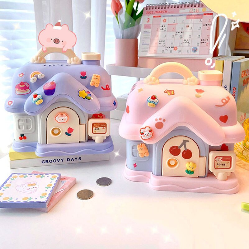 Aranyos házi malacpersely 3D-s matricával, Kawaii nagy méretű pénzesdoboz-szervező kulccsal születésnapi ajándékkal lányoknak, fiúknak, felnőtteknek