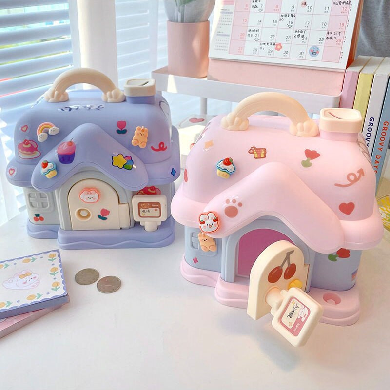 Aranyos házi malacpersely 3D-s matricával, Kawaii nagy méretű pénzesdoboz-szervező kulccsal születésnapi ajándékkal lányoknak, fiúknak, felnőtteknek