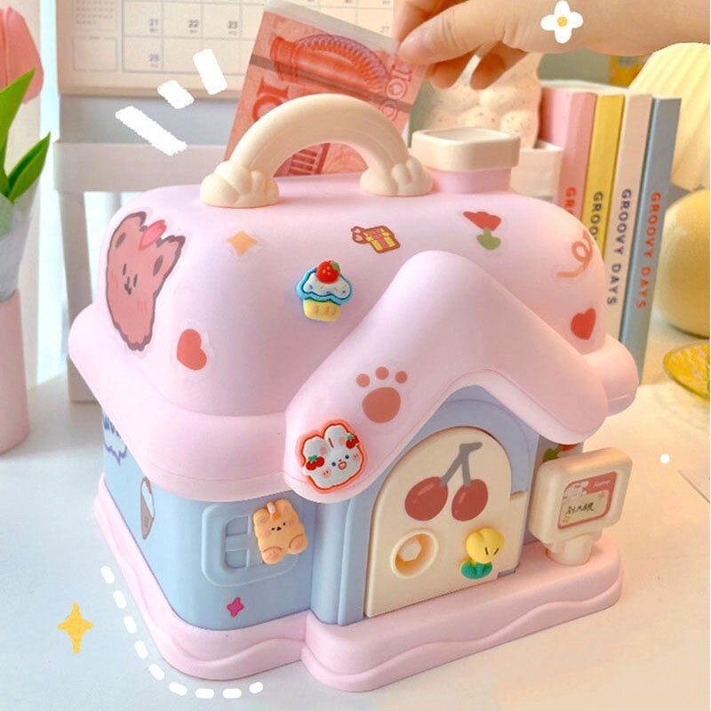 Aranyos házi malacpersely 3D-s matricával, Kawaii nagy méretű pénzesdoboz-szervező kulccsal születésnapi ajándékkal lányoknak, fiúknak, felnőtteknek
