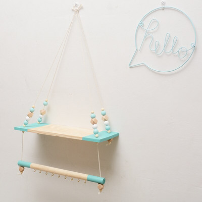 Šiaurietiško stiliaus medinė sieninė lentyna Sandėliavimas Vaikų kambarys Sienų apdaila Paltų kabykla Skrybėlių kabliukai Raktų pakabukas Organizatorius Namų dekoras