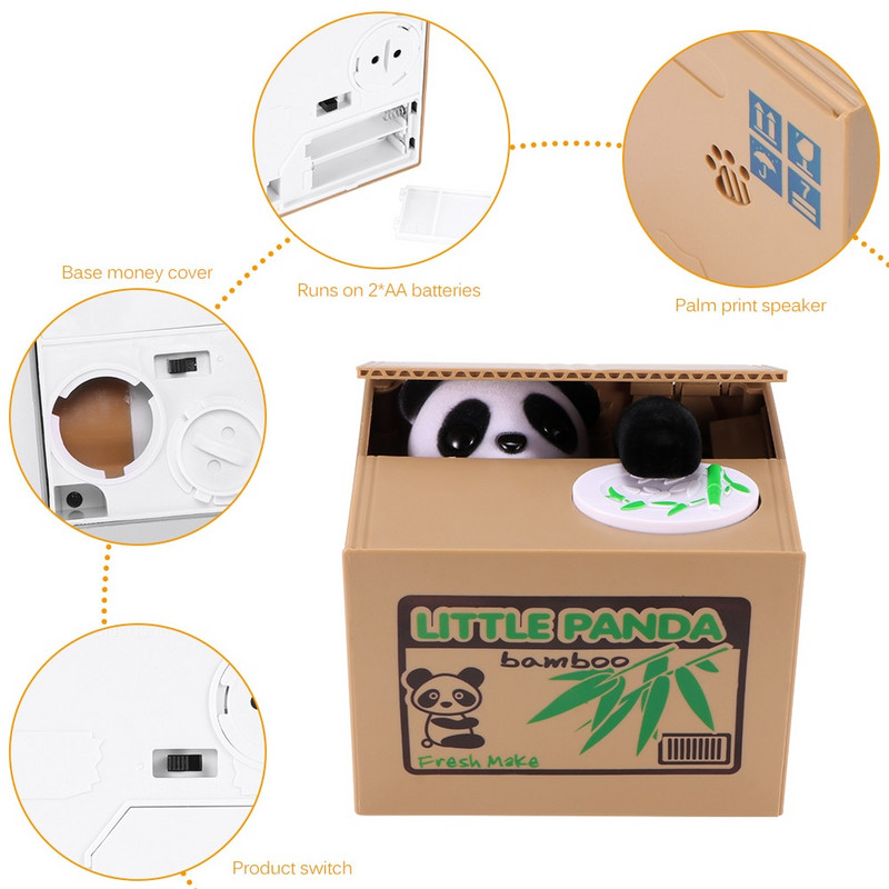 Automata lopott érme malacpersely Pénztárca Pénzesdoboz Panda Tolvaj Pénzdobozok Játék malacperselyek Ajándék gyerekeknek Pénzdobozok