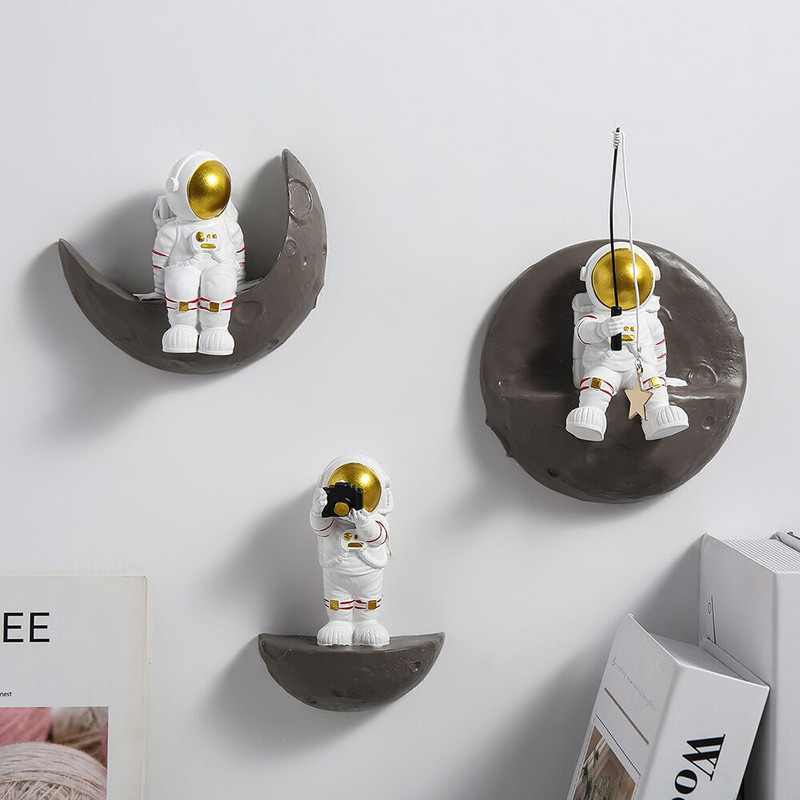 Figurină astronaut Decor pentru perete Cadru Rafturi de perete Accesorii decorative pentru decorarea casei Decor estetic pentru cameră Cadouri agățate