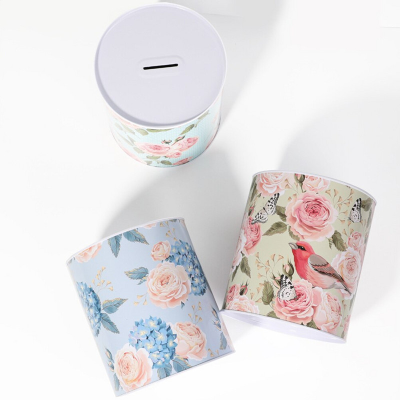 1 db szép virágos takarékdobozok malacperselyek bádog perselyek (választékos stílusú)