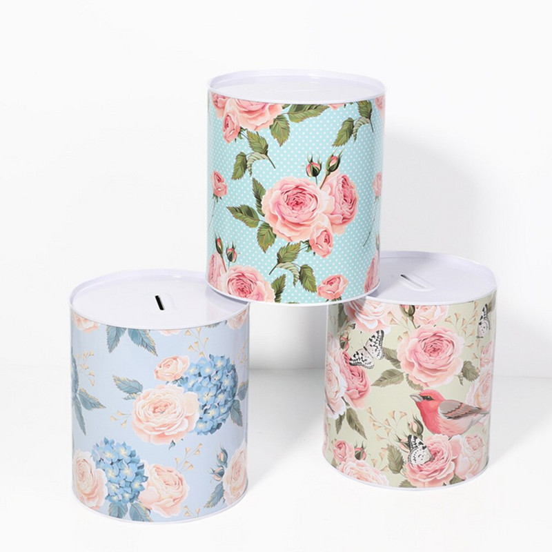 1 db szép virágos takarékdobozok malacperselyek bádog perselyek (választékos stílusú)