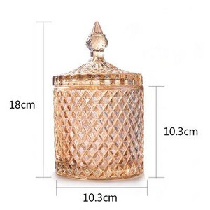 Borostyán kristály üveg tárolóedény fedelek 600 ml cukorka üveg üveg edény sütitartó pamut tampon doboz pamut háztartási dekoráció