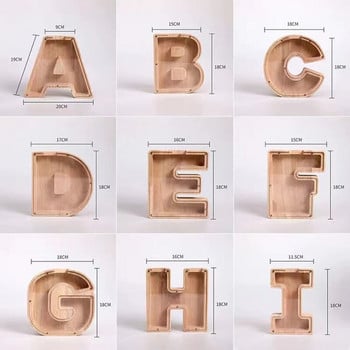 Κουμπαράς Alphabet Αγγλικά Alphabet Ξύλινο κερματοδέκτη Κουτί αποθήκευσης χρημάτων Βάζο νομίσματα Κουτί αποθήκευσης για ενήλικες και παιδιά Δημιουργικά κουτιά χρημάτων