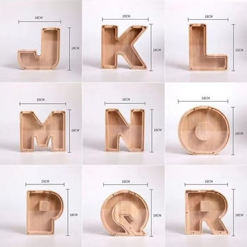 Κουμπαράς Alphabet Αγγλικά Alphabet Ξύλινο κερματοδέκτη Κουτί αποθήκευσης χρημάτων Βάζο νομίσματα Κουτί αποθήκευσης για ενήλικες και παιδιά Δημιουργικά κουτιά χρημάτων