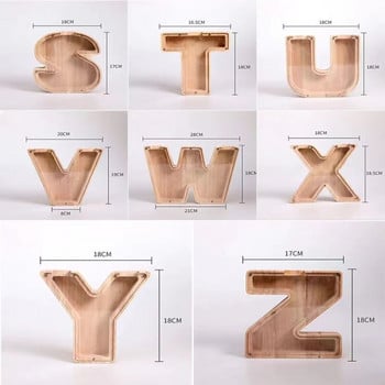 Κουμπαράς Alphabet Αγγλικά Alphabet Ξύλινο κερματοδέκτη Κουτί αποθήκευσης χρημάτων Βάζο νομίσματα Κουτί αποθήκευσης για ενήλικες και παιδιά Δημιουργικά κουτιά χρημάτων