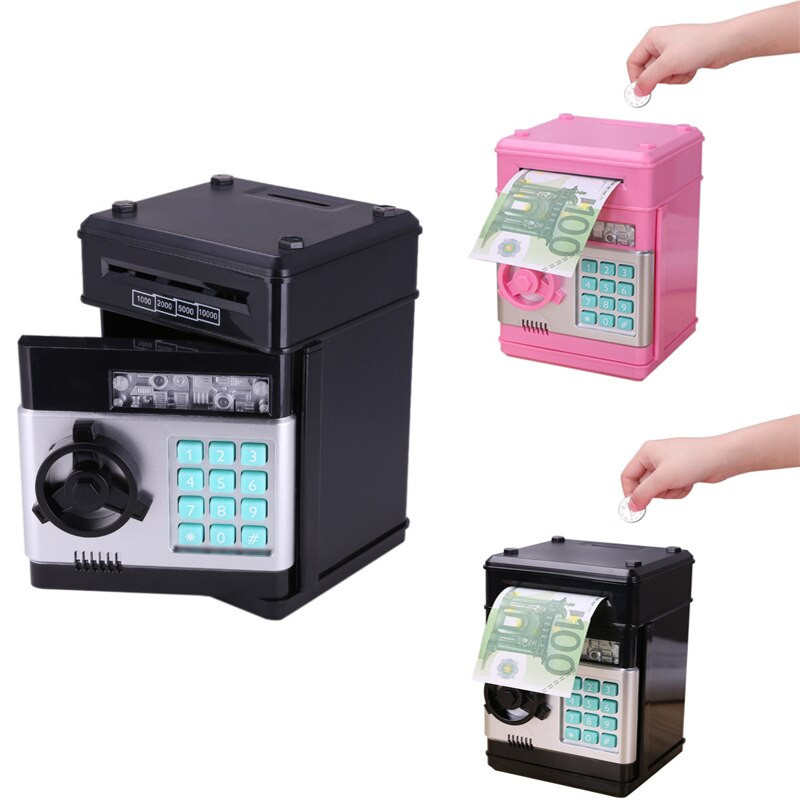 Automatinis Piggy Bank bankomatas Slaptažodis Pinigų dėžutė Pinigų monetų taupymo dėžutė Bankomato banko dėžutė Elektroninis įnašas Kalėdinė dovana vaikams