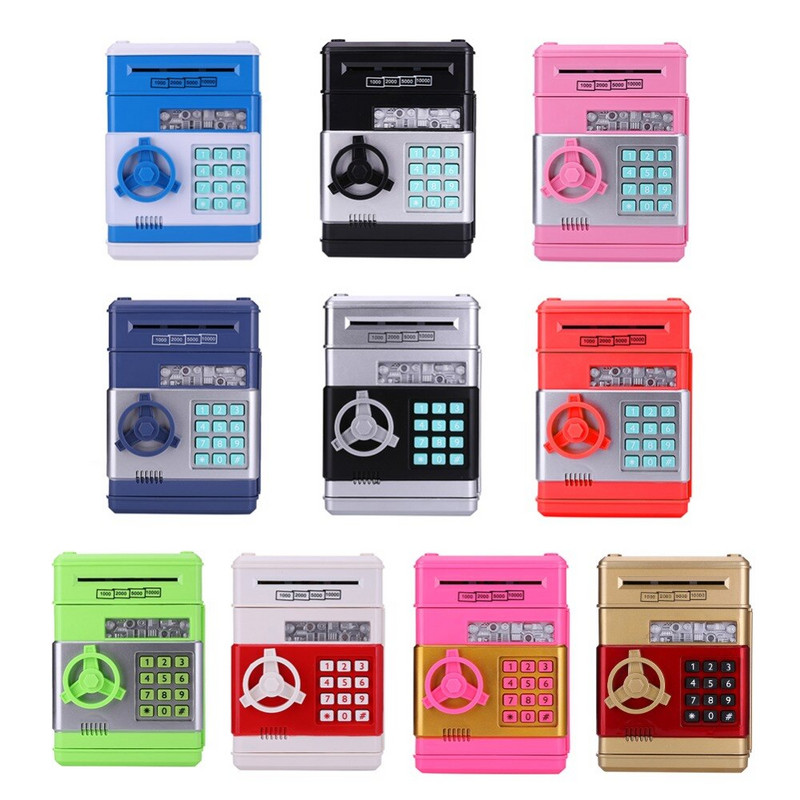 Automatinis Piggy Bank bankomatas Slaptažodis Pinigų dėžutė Pinigų monetų taupymo dėžutė Bankomato banko dėžutė Elektroninis įnašas Kalėdinė dovana vaikams