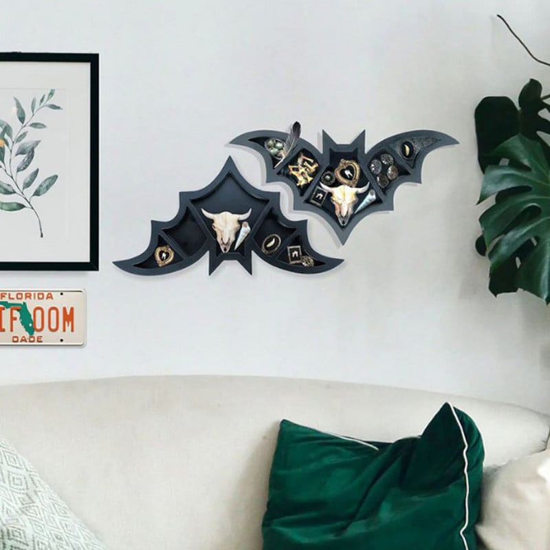 Denevérpolc Koporsópolc Kristálypolc Kísérteties úszó polcok Goth Decor Denevérpolc Polc Konyha Hálószoba Fali Dekoráció Crystalhoz