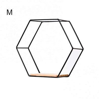 Dekoratív skandináv hatszögletű vasállvány kis edény fali tartó otthoni polc tároló tartó fém fényképes fali polcok