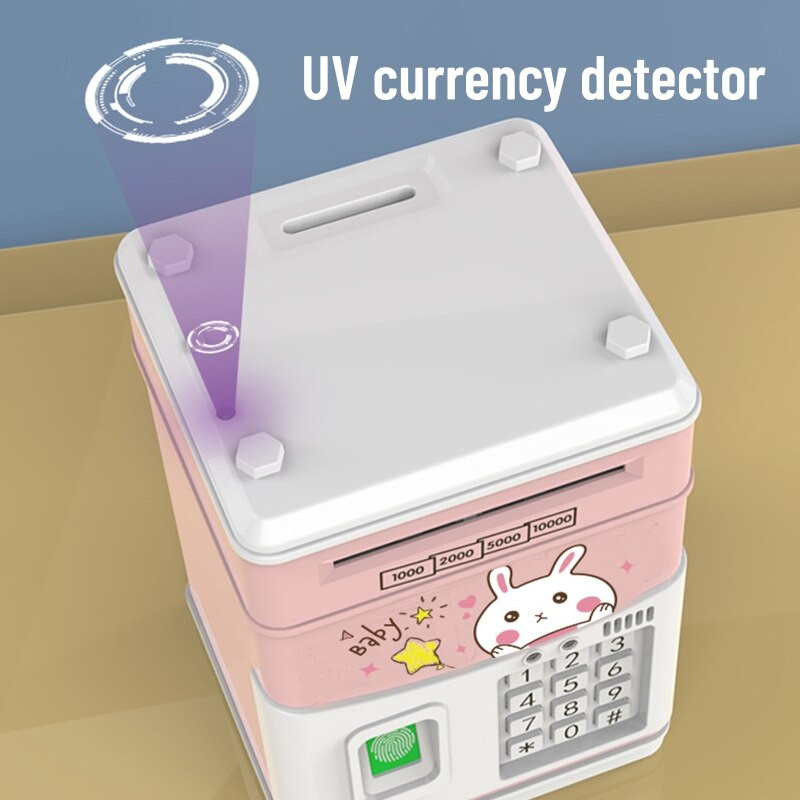 NICEFurniture Детска касичка Електронна интелигентна банка за монети с кодов пръстов отпечатък Анимационни касички за дете, момче, момиче