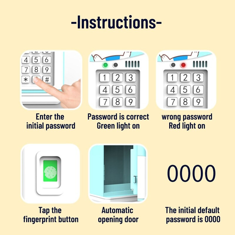 NICEFurniture Детска касичка Електронна интелигентна банка за монети с кодов пръстов отпечатък Анимационни касички за дете, момче, момиче