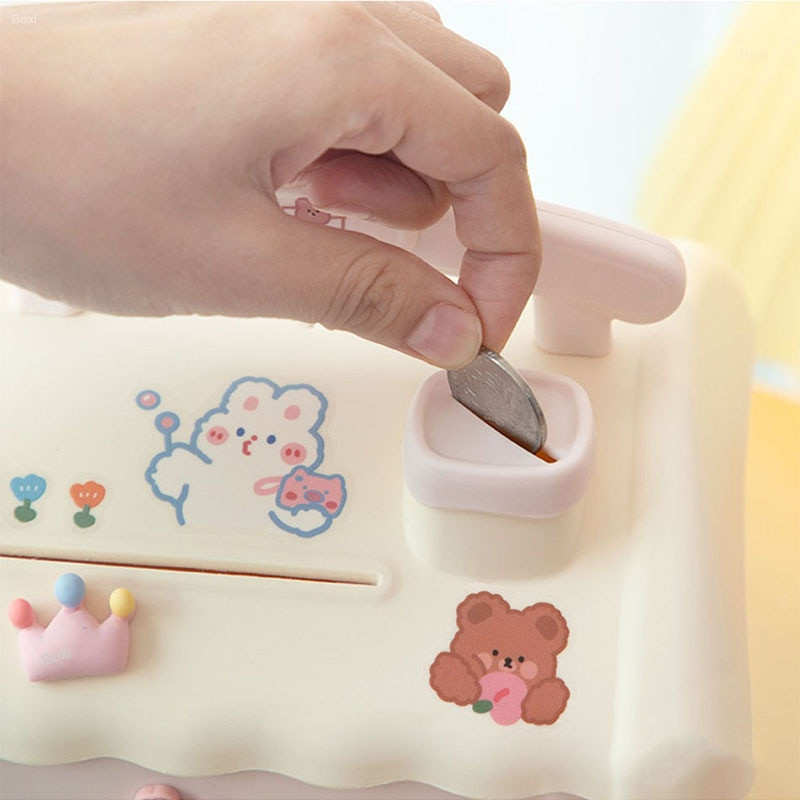 Miela namų taupymo pinigų dėžutė su užraktu ir raktu Kawaii Piggy Bank mergaitėms Suaugusiesiems Popieriniai pinigai Monetų saugojimas Vaikams Gimtadienio dovanos