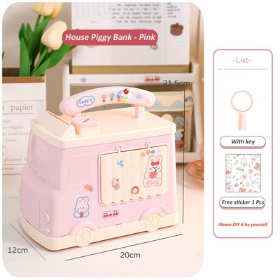 Aranyos házi autós persely matricával Kawaii malacpersely gyerekeknek felnőtteknek nagy méretű takarékdoboz érmékhez bankjegyek születésnapi ajándék