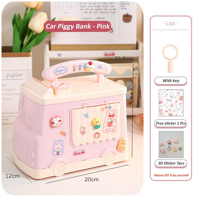 Aranyos házi autós persely matricával Kawaii malacpersely gyerekeknek felnőtteknek nagy méretű takarékdoboz érmékhez bankjegyek születésnapi ajándék