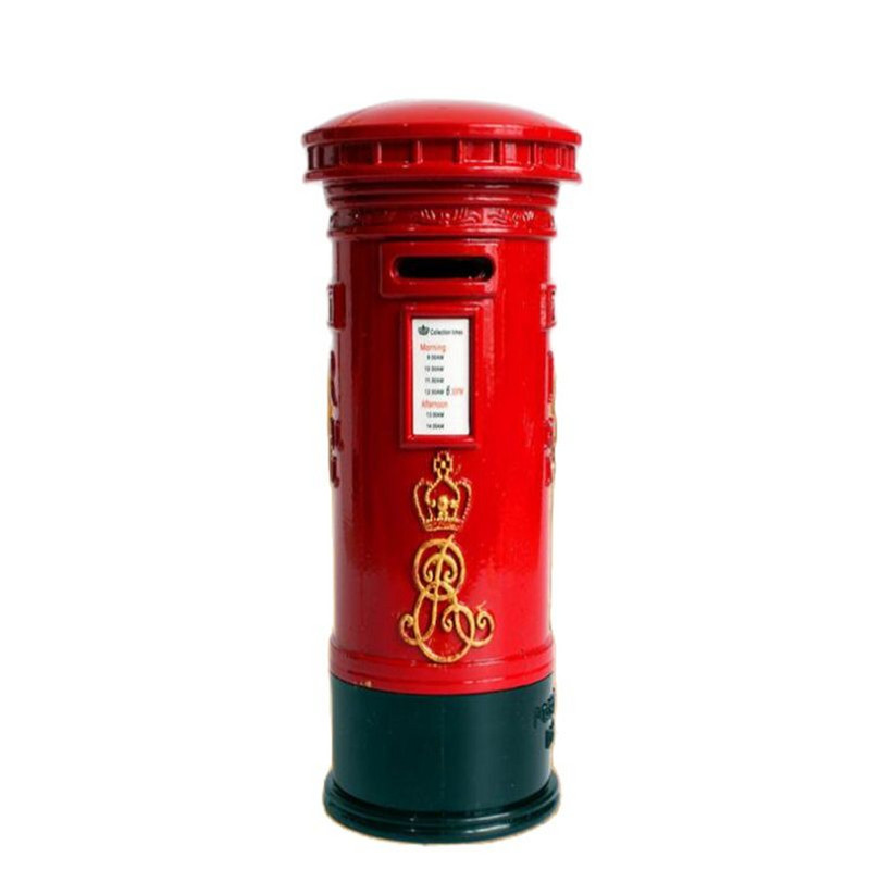 Retro Britain London bronz piros postaláda, pénz malacpersely takarékdoboz érméhez utazási ajándéktárgy lakberendezési ajándék kézműves 18 cm-es tégely