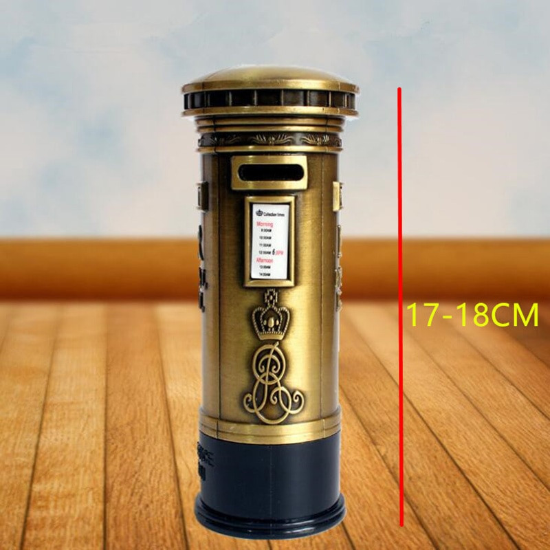 Retro Britain London bronz piros postaláda, pénz malacpersely takarékdoboz érméhez utazási ajándéktárgy lakberendezési ajándék kézműves 18 cm-es tégely