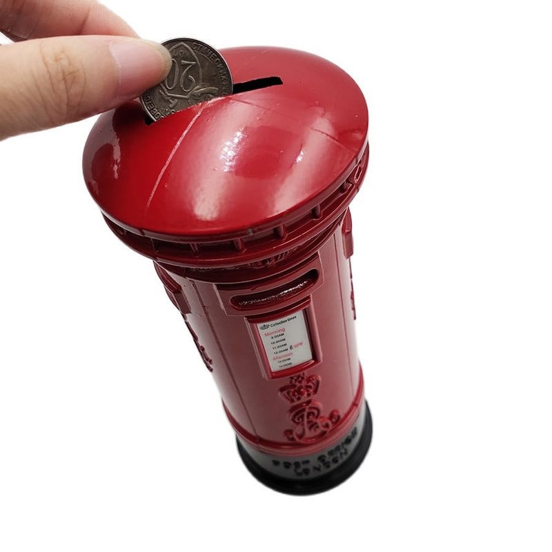 Retro Britain London bronz piros postaláda, pénz malacpersely takarékdoboz érméhez utazási ajándéktárgy lakberendezési ajándék kézműves 18 cm-es tégely