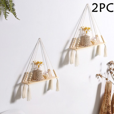 2 db polc dekor Boho fali dekor polcok hálószoba lakberendezési fa polc akasztós polc virág állványrendező szoba dekoráció