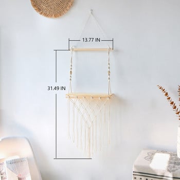 Ράφια τοίχου Boho Macrame Διακοσμητικό ντεκόρ σπιτιού Ράφι υπνοδωμάτιο τοίχος αποθήκευση Ράφι τοίχου Σαλόνι Βάση λουλουδιών Ράφια φυτών