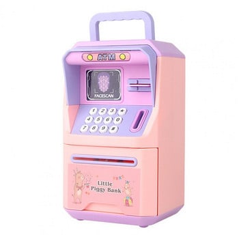 Durable Kids Piggy Bank Multifunctional Cartoon Τράπεζα κερμάτων Φορητή λαβή Εκπαιδευτικό παιχνίδι Ηλεκτρονικό ATM Τράπεζα νομισμάτων Εξοικονόμηση χρημάτων