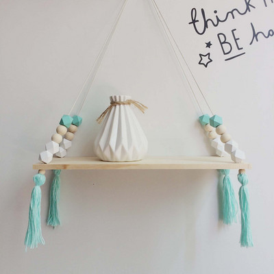 Stalak za pohranu u nordijskom stilu Drvena polica Dječja soba Perle od prirodnog drveta Zidna polica Police za pohranu Ukrasi Dekoracija dječje sobe