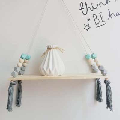 Stalak za pohranu u nordijskom stilu Drvena polica Dječja soba Perle od prirodnog drveta Zidna polica Police za pohranu Ukrasi Dekoracija dječje sobe
