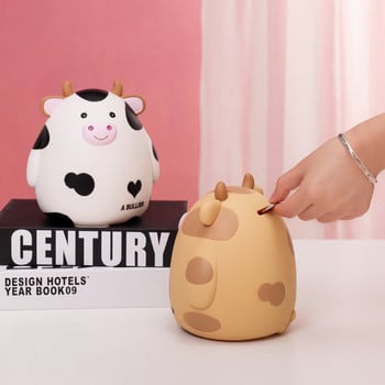 New Resin Crafts Super Cute Cow Piggy Bank for Kids Διακόσμηση Κοριτσιού Υπνοδωμάτιο Επιφάνεια εργασίας Αλλαγή Αποθήκευσης Κουτιά νομισμάτων