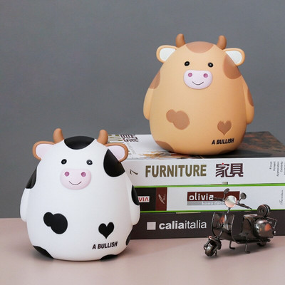 New Resin Crafts Super Cute Cow Piggy Bank for Kids Διακόσμηση Κοριτσιού Υπνοδωμάτιο Επιφάνεια εργασίας Αλλαγή Αποθήκευσης Κουτιά νομισμάτων