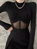 Body de dama model nou cu tul de culoare neagra