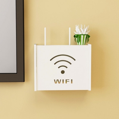 Noul router Wifi Raft Cutii de depozitare Cablu Power Plus Suport de sârmă Cutie de agățat de perete din lemn-plastic Organizator de depozitare DIY Decor pentru casă