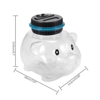 A0KE Cartoon Pig Electronic Counting Piggy Bank Διαφανής οργάνωση χρημάτων για αυτοματοποιημένο ψηφιακό ηλεκτρονικό ψηφιακό