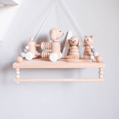 Nordijske dječje sobe Zidne police Dvokatne originalne drvene perle Zidna polica Police za odlaganje Organizacija Dekorativni kućni dekor Poklon