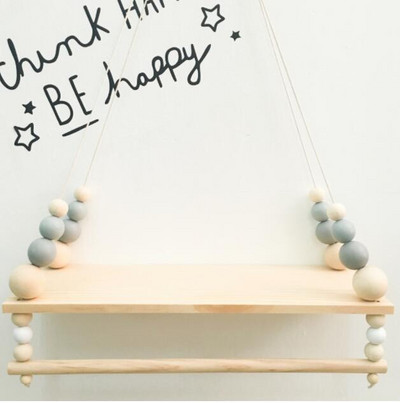 Nordijske dječje sobe Zidne police Dvokatne originalne drvene perle Zidna polica Police za odlaganje Organizacija Dekorativni kućni dekor Poklon