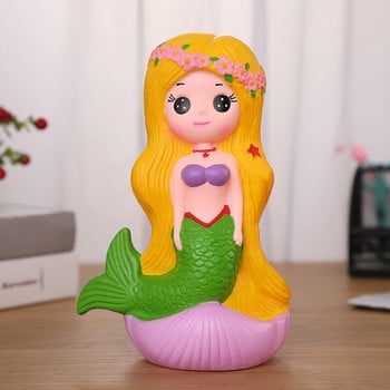 Κινούμενα σχέδια Little Princess Piggy Bank 27cm Κορίτσι αποθήκευσης νομισμάτων Vinyl Αντιπτωτική τράπεζα κερμάτων Γοργόνα Παιδικό παιχνίδι δώρο σε φίλους Διακόσμηση σπιτιού