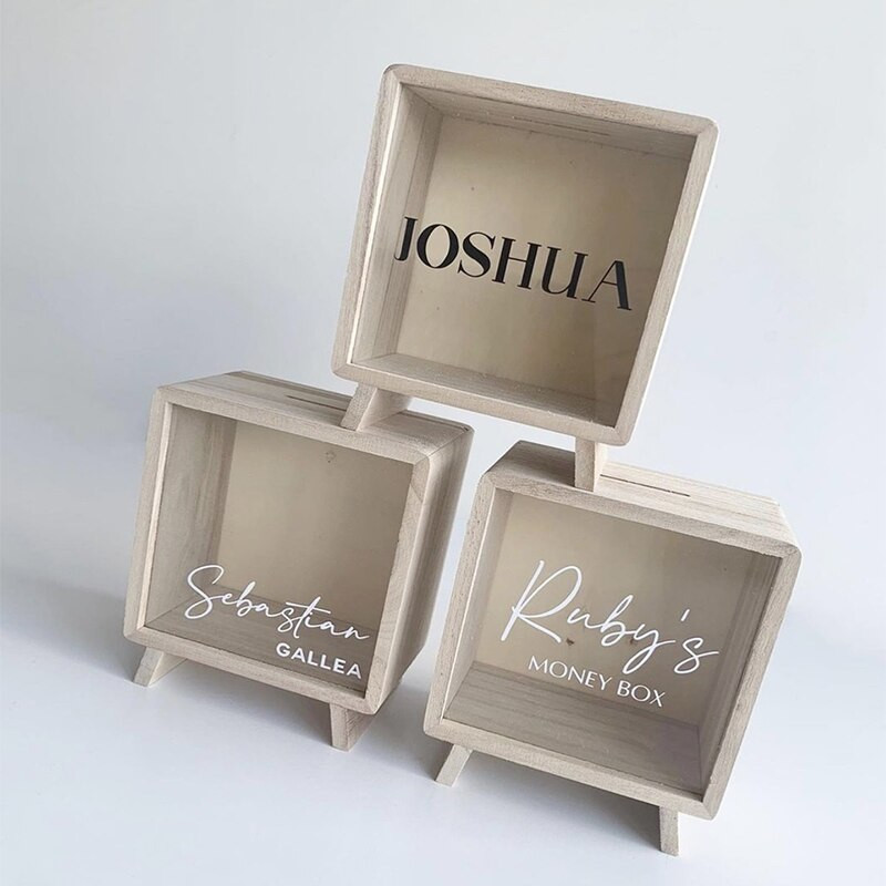 Vaikiška Piggy Bank medinė pinigų dėžutė suaugusiems Monetų taupymo dėžutė kūdikiui miegamojo darželio dekoracijos patarimai laikymo stiklainis Dovana