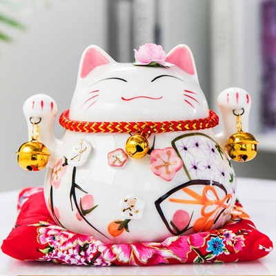 4,5 hüvelykes japán porcelán Lucky Cat pénzes doboz lakberendezési díszek kerámia malacpersely üzleti ajándékok