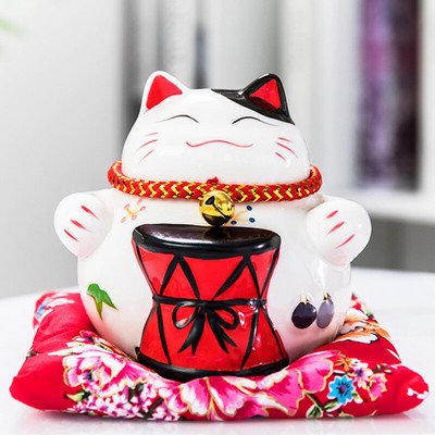 4,5 hüvelykes japán porcelán Lucky Cat pénzes doboz lakberendezési díszek kerámia malacpersely üzleti ajándékok