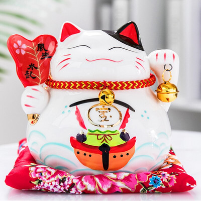 4,5 hüvelykes japán porcelán Lucky Cat pénzes doboz lakberendezési díszek kerámia malacpersely üzleti ajándékok