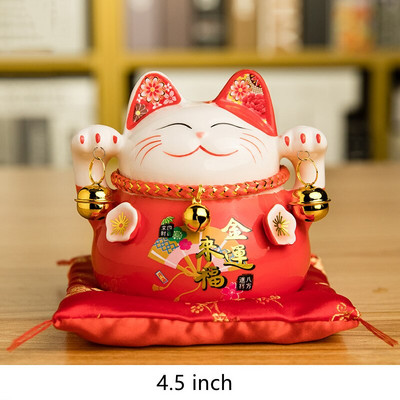4,5 hüvelykes japán porcelán Lucky Cat pénzes doboz lakberendezési díszek kerámia malacpersely üzleti ajándékok