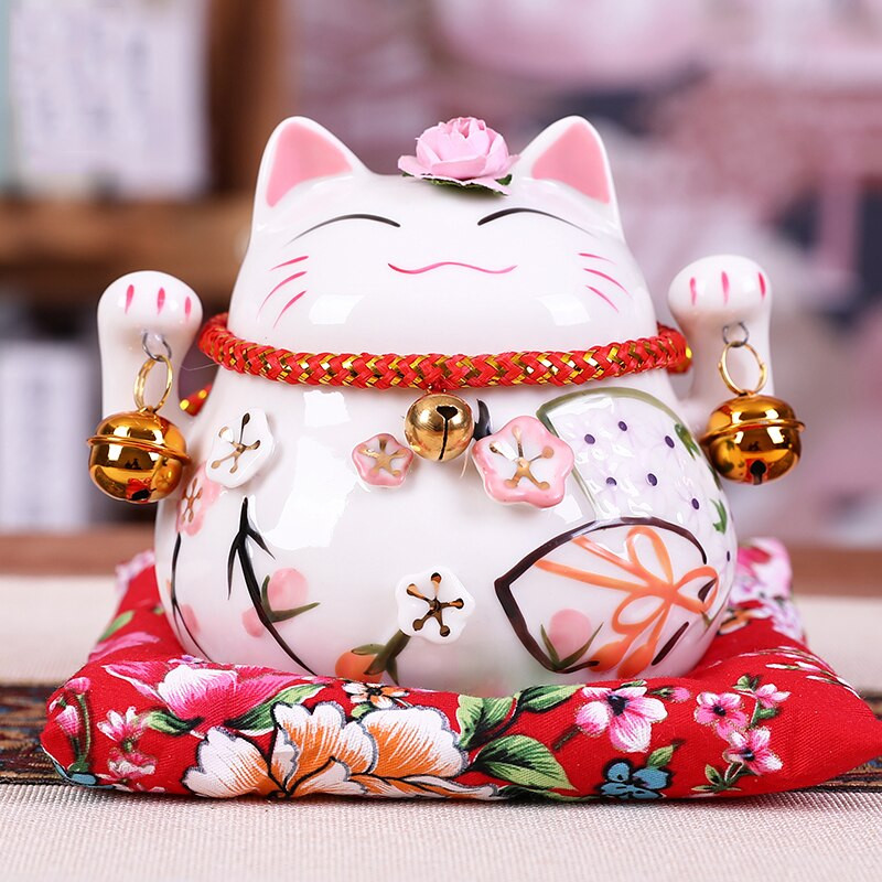 4,5 hüvelykes japán porcelán Lucky Cat pénzes doboz lakberendezési díszek kerámia malacpersely üzleti ajándékok