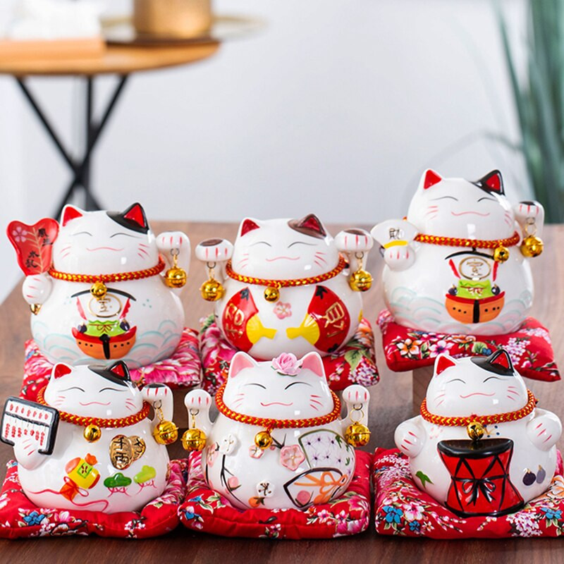 4,5 hüvelykes japán porcelán Lucky Cat pénzes doboz lakberendezési díszek kerámia malacpersely üzleti ajándékok