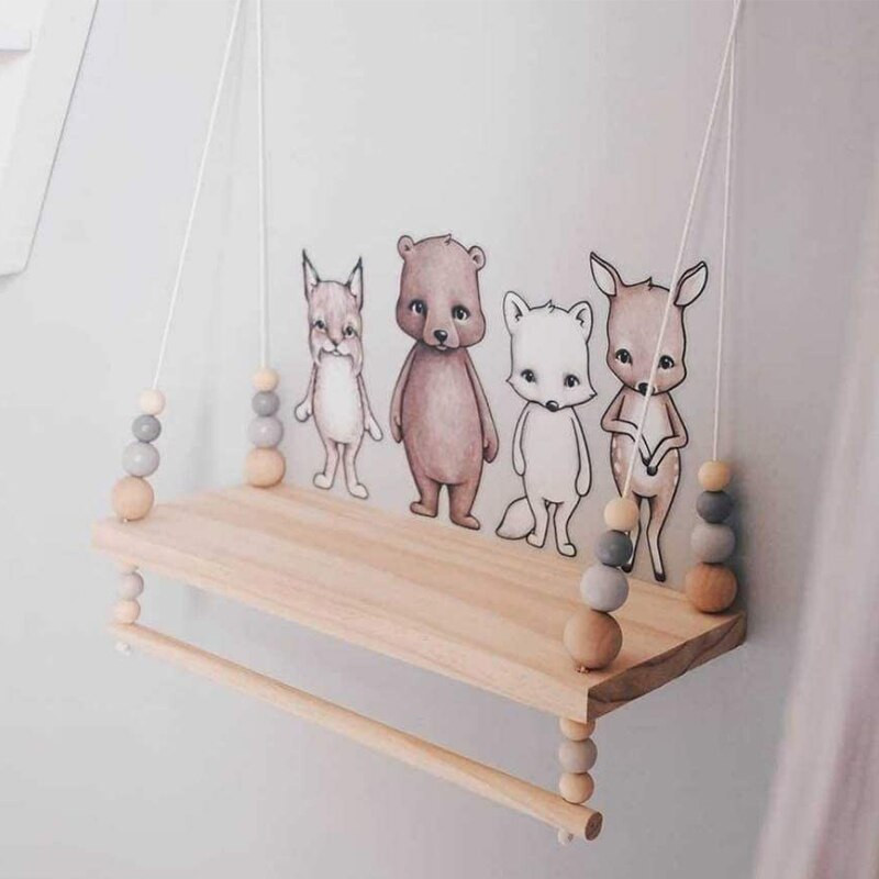 Lastetoa riiulid Puidust ujuv riiul Seinakaunistus Baby Magamistoa Sisustus Nukud Mänguasjad Vitriin Ripphoidik
