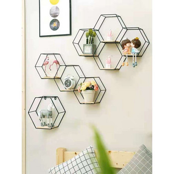 Държач за съхранение Nordic Hexagonal wall shelf Декоративен стелаж за рафтове Рафтове Morden Wall Shelving Holder Home Shelf