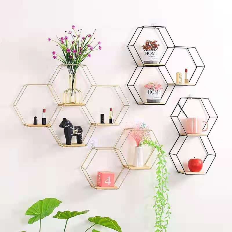 Sandėliavimo laikiklis Nordic šešiakampė sieninė lentyna Dekoratyvinė lentynų lentyna Lentynos Morden sieninių lentynų laikiklis Namų lentyna